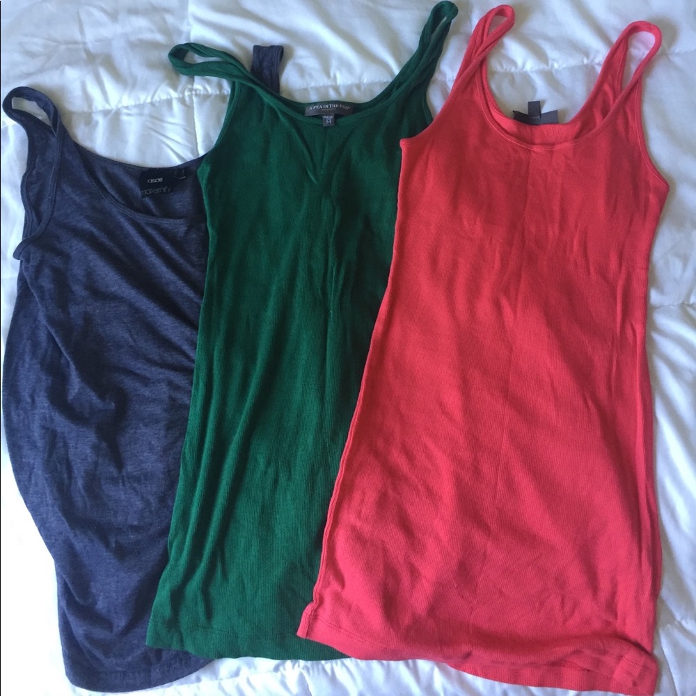 3 M Maternity Tank Tops. A Pea in the Pod